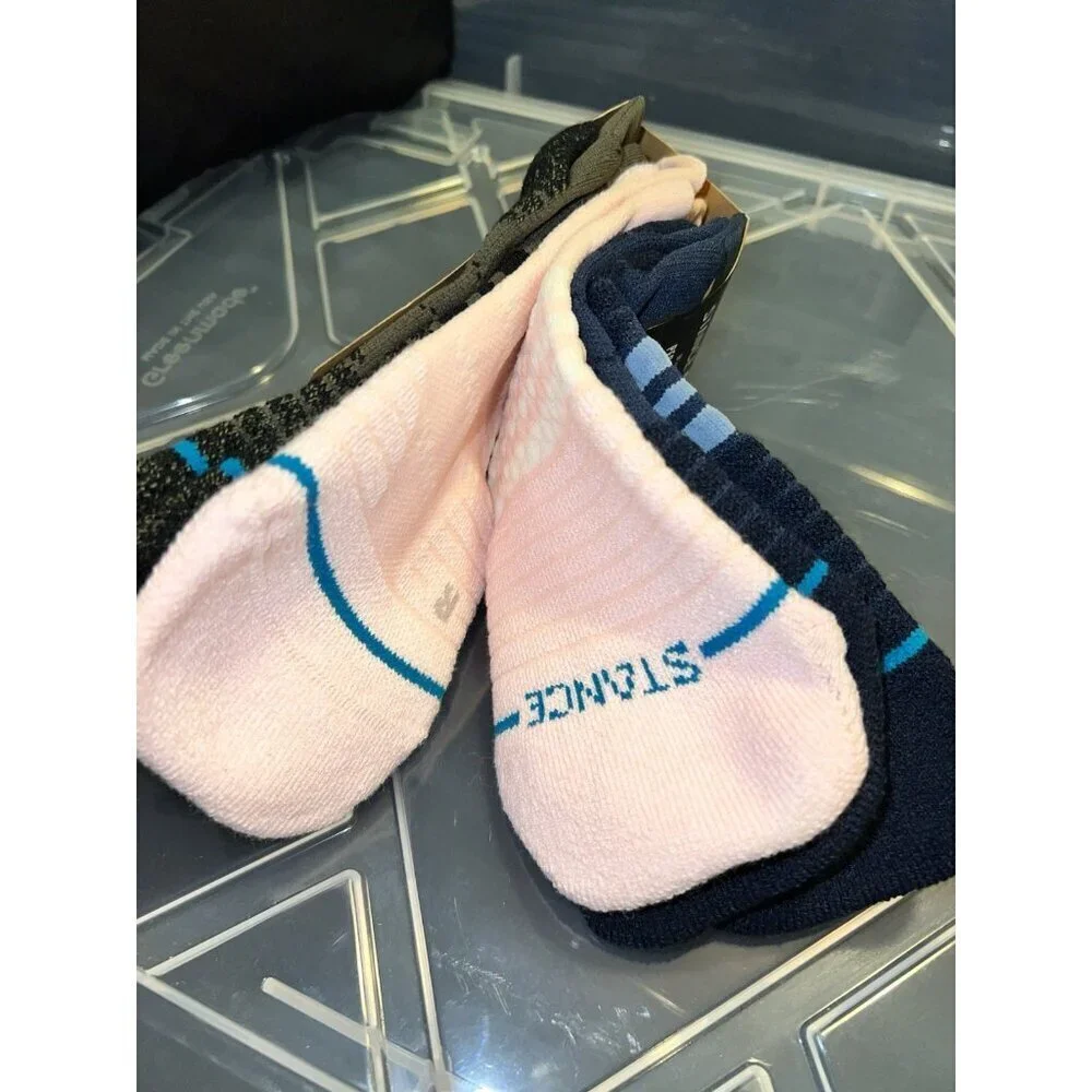 NWT STANCE Feel 360 3 Pack Pink/Navy/Black Green Cut Socks Sz Small W (5 7.5)